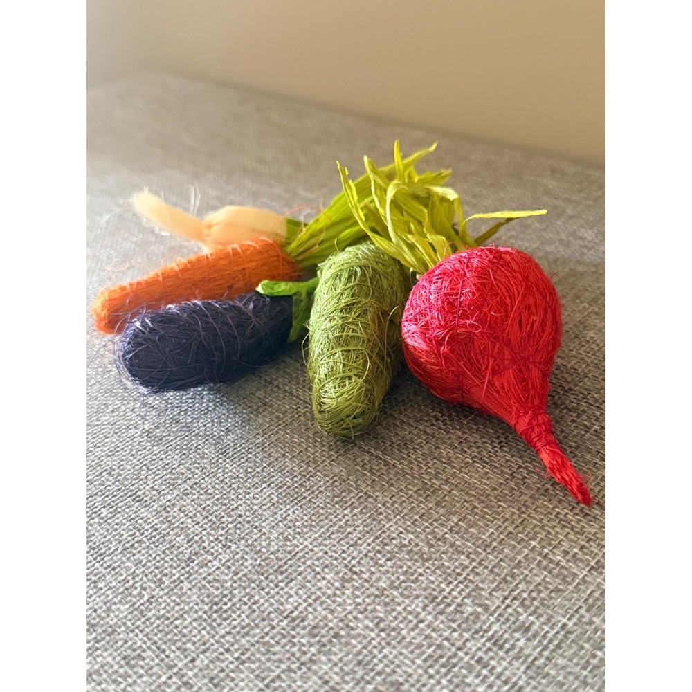 Vintage Faux Vegetable Set of 5 Fiber Raffia Kitchen Farmhouse Decor